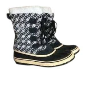 Sorel 1964 Pac Graphic Winter Boots Womens 10 Black White Waterproof